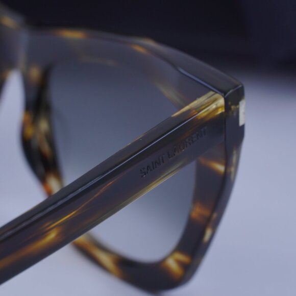 Saint Laurent SL214 KATE 024 Cat Eye Sunglasses - Striped Havana/Grey - Picture 5 of 11